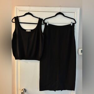 St. John Black Maxi Pencil Skirt Set